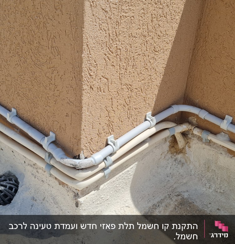 צינורות חשמל מחוברים לקיר עם תפסנים